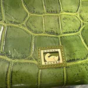 Dooney & Bourke Denison Green Croc Embossed Leather Tri-Fold Wallet